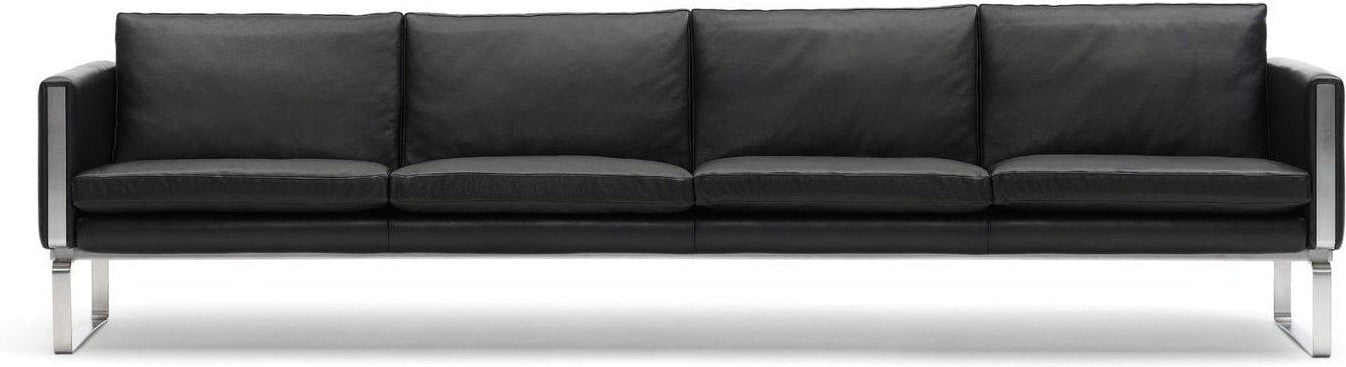 Carl Hansen Ch104 Sofa, Steel/Black Leather