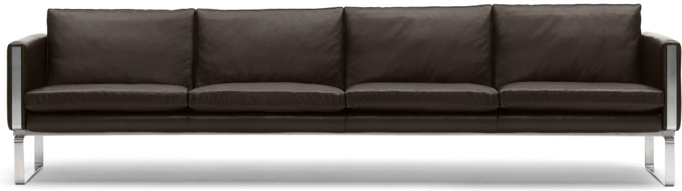 Carl Hansen Ch104 Sofa, Steel/Dark Brown Leather