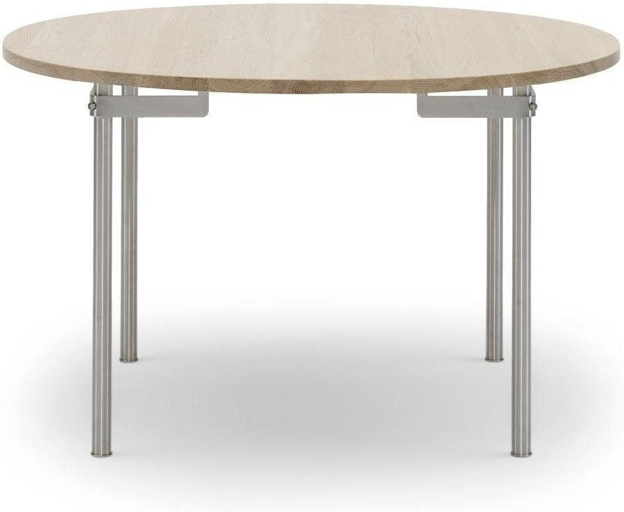 Carl Hansen Ch388 Dining Table Stainless Steel Without Additional Plates, White Oiled Oak