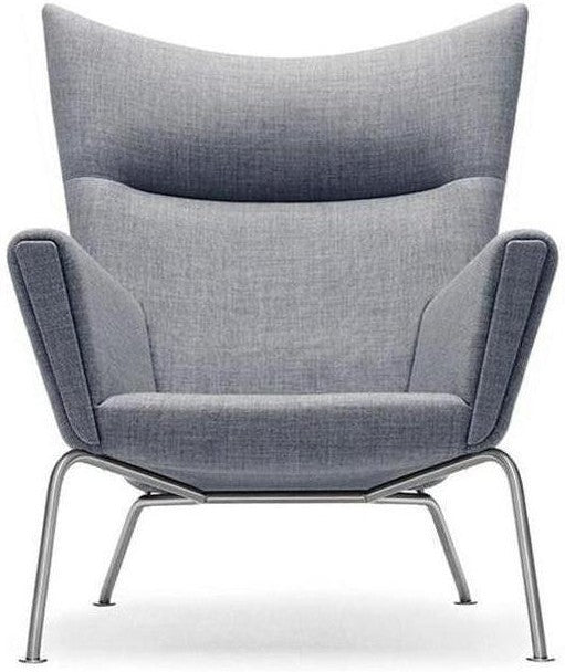 Carl Hansen CH445 Fotela, stalowa, jasnoszary tkanina