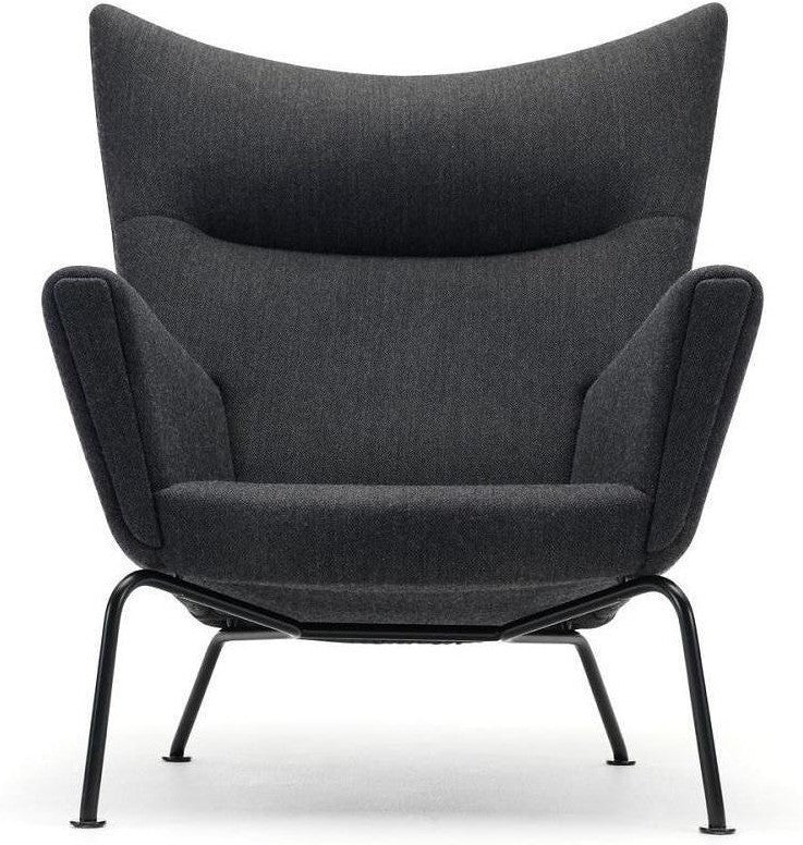 Carl Hansen Ch445 Wing Chair, Steel/Dark Gray Fabric