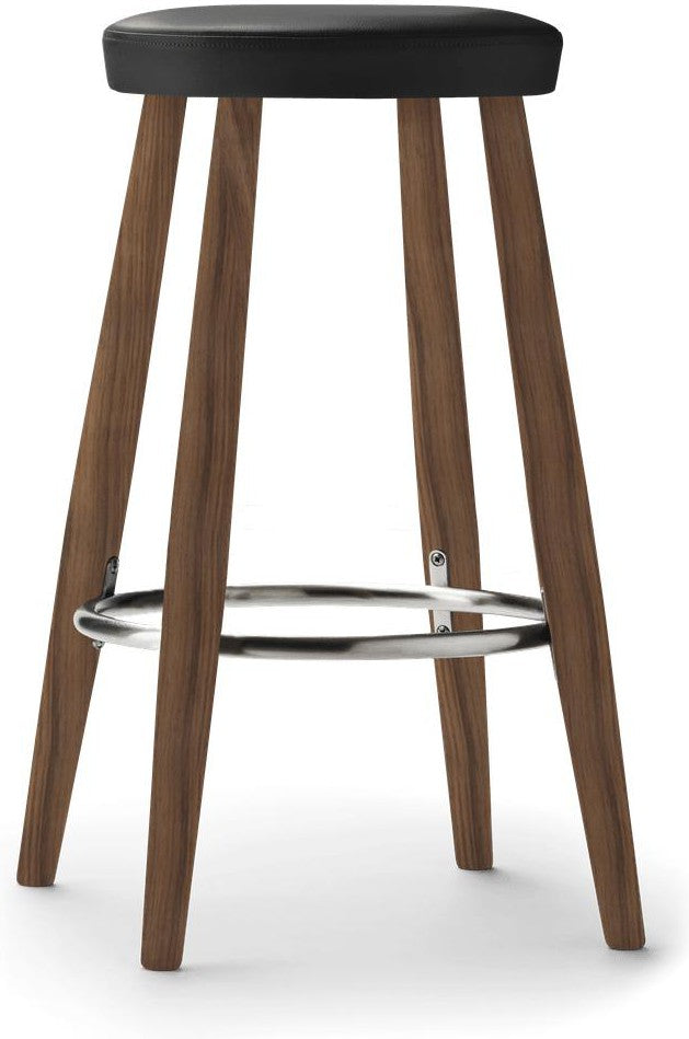 Carl Hansen Ch58 Bar Stool, Oiled Walnut/Black Leather