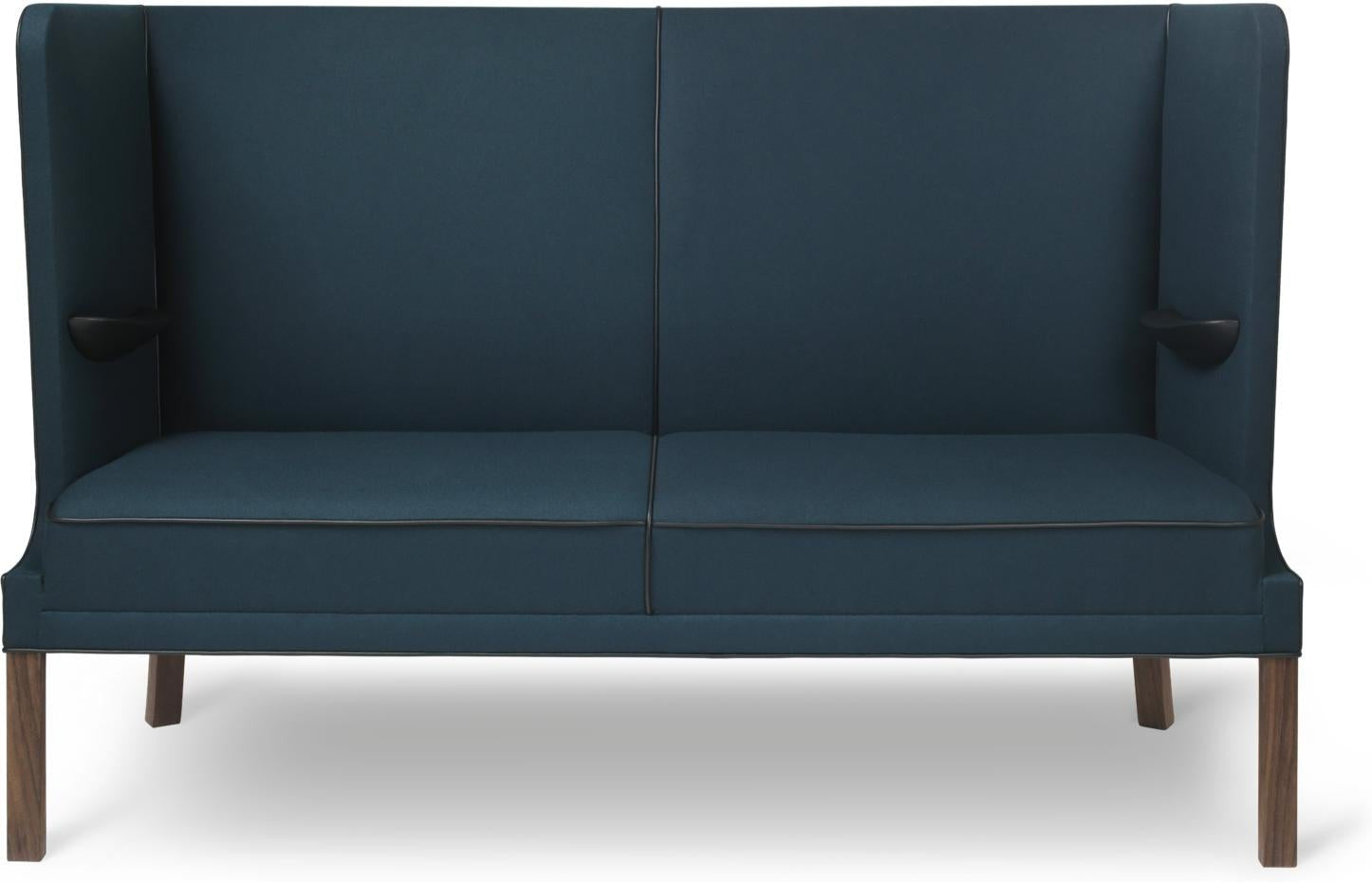 Carl Hansen Fh436 Coupé Sofa, Oiled Walnut/Blue Fabric