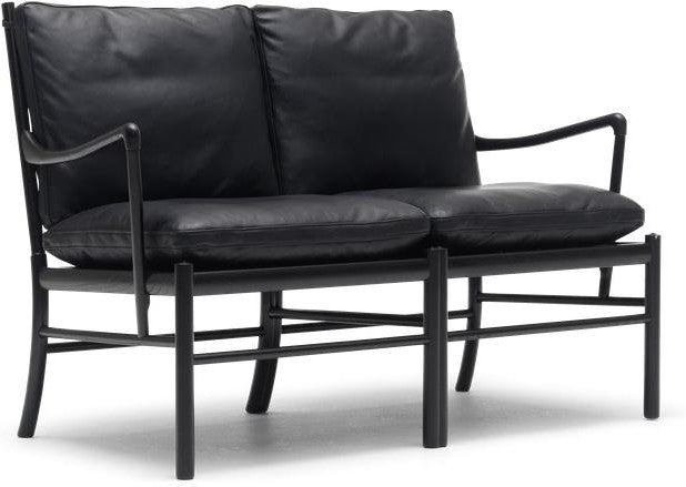 Carl Hansen Ow149 2 Colonial Sofa, Colored Oak/Black Leather