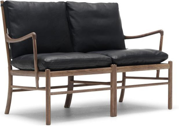 Carl Hansen OW149 2 Kolonialna sofa, naoliwiona orzech/czarna skóra