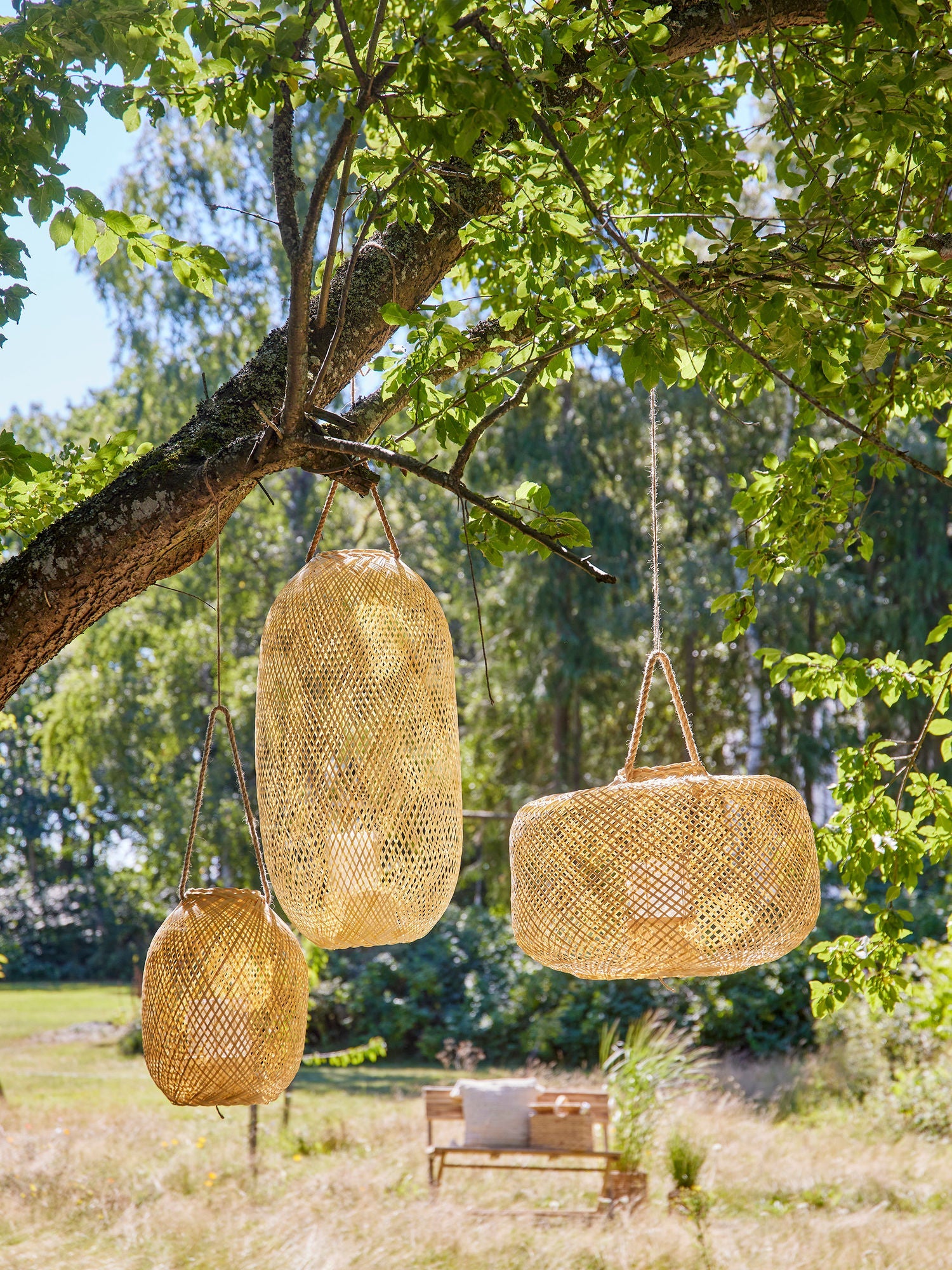 Bloomingville Musu Lantern w/szkło, natura, bambus