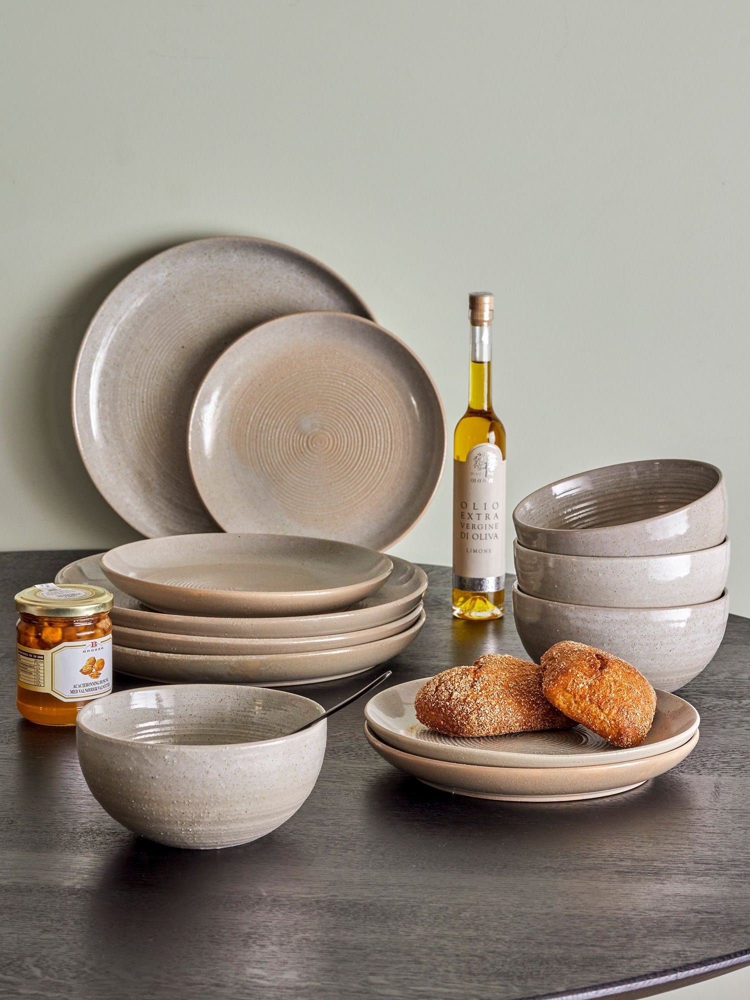 Bloomingville Taupe Dinnerware Set, Grey, Stoneware