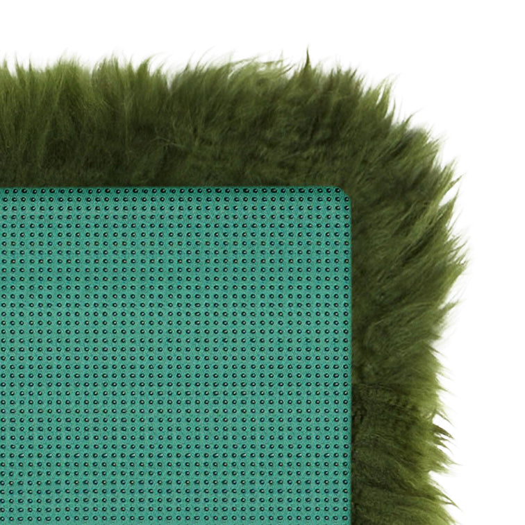 Green genuine sheepskin chair pad | Square