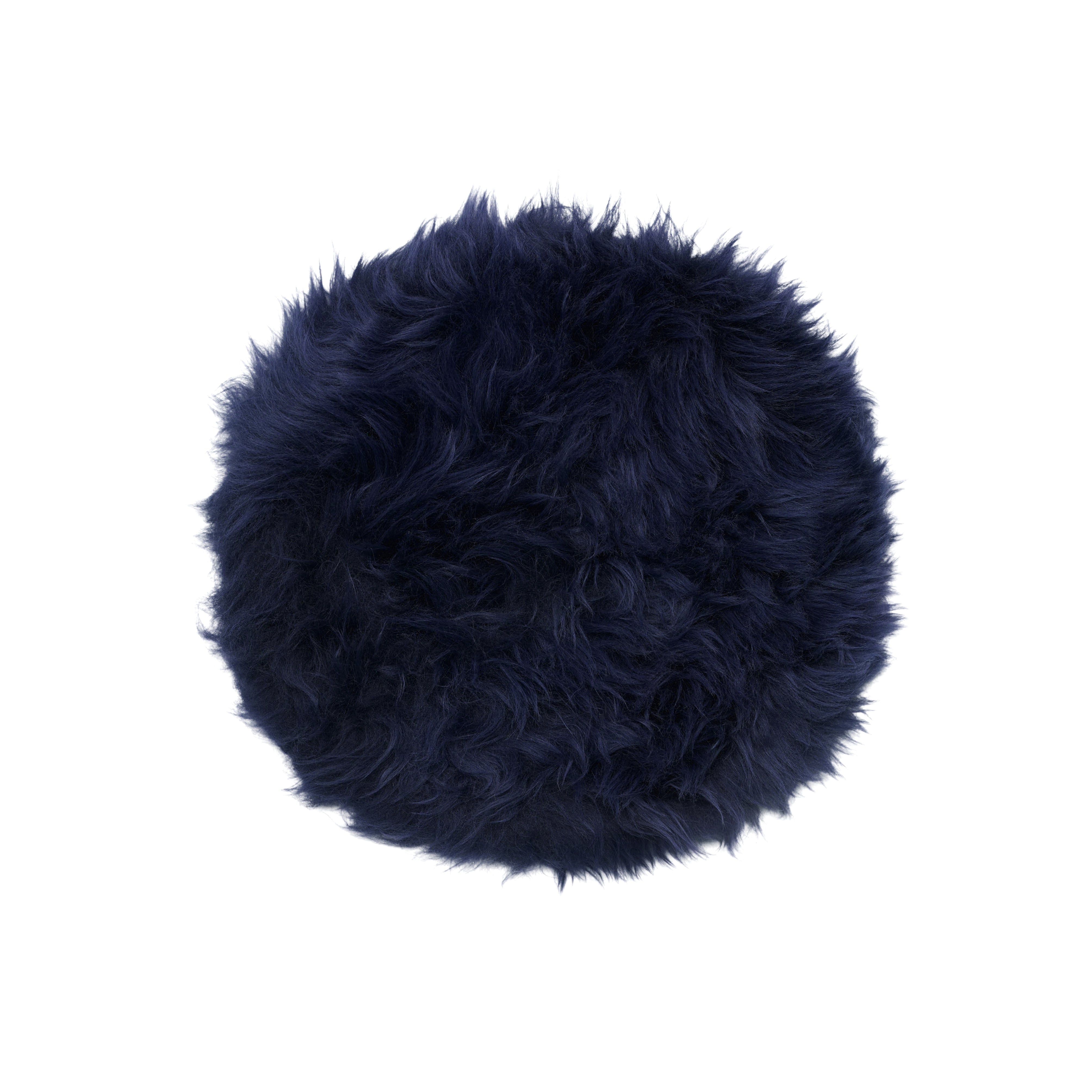 Dark blue genuine sheepskin chair pad | Round