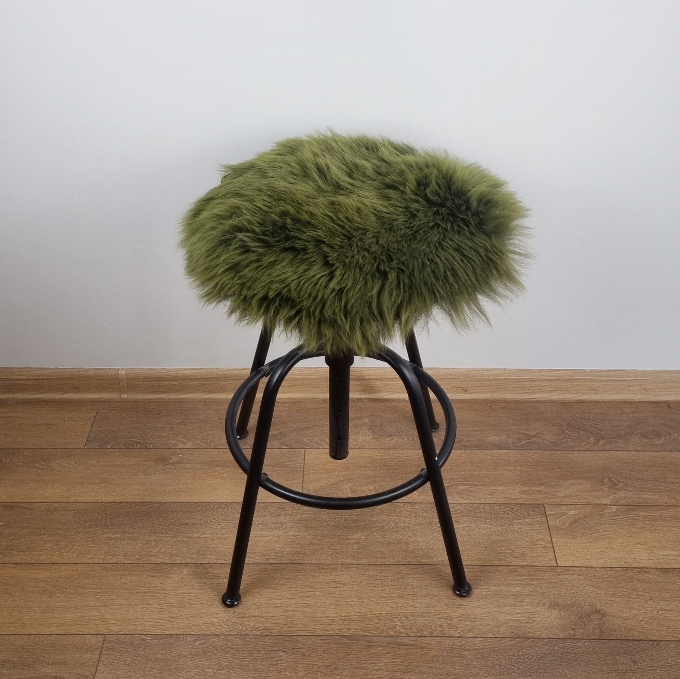 Green genuine sheepskin chair pad | Round