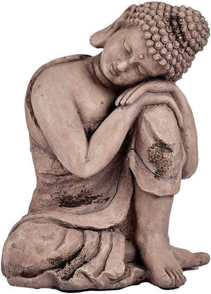 Dekoracyjna postać ogrodowa Budda Grey Polyresin (28,5 x 43,5 x 37 cm)