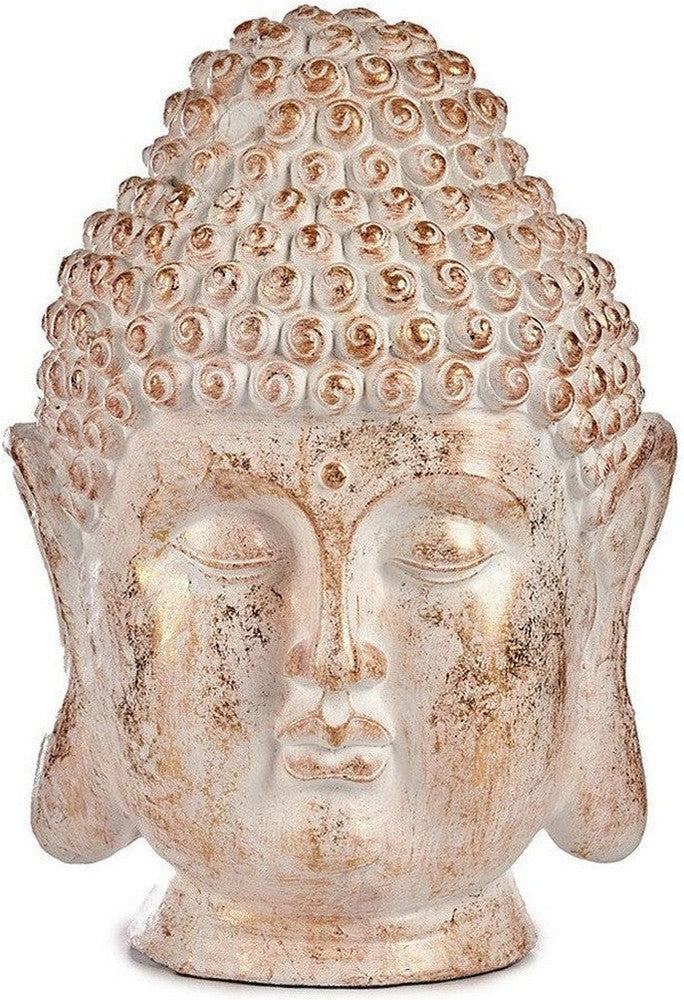 Dekoracyjna figura ogrodowa Budda Biała/złota poliryna (31,5 x 50,5