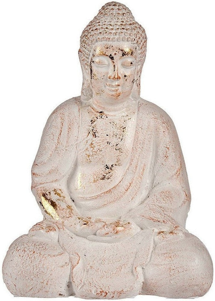 Dekoracyjna postać w ogrodzie Buddha biała/złota poliryna (22,5 x 41,5 x