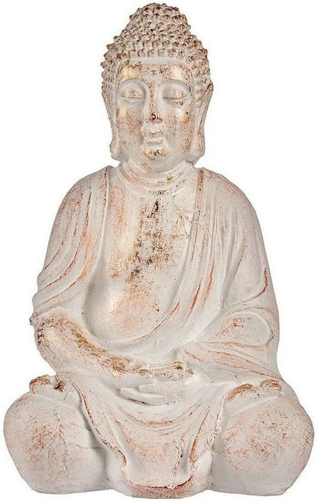 Dekoracyjna postać w ogrodzie Buddha biała/złota poliryna (24,5 x 50 x 31,8