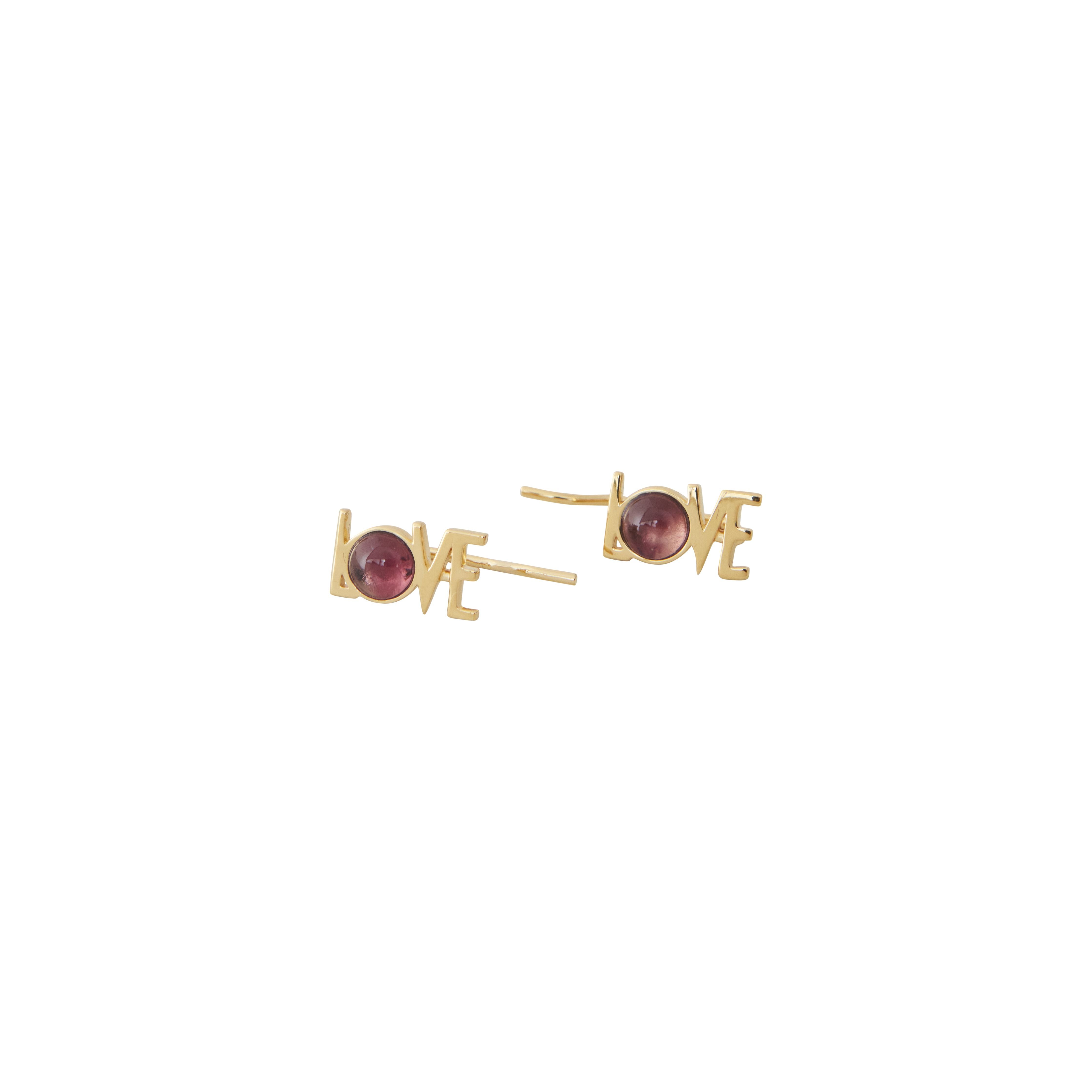 [product_category]-Design Letters Great Love Earrings Set Of 2 18k Gold Plated, Amethyst Violet-Design Letters-5710498190514-90401007AMETHYST-DES-1