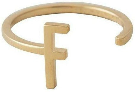 Design Letters Letter Ring A Z, 18k Gold Plated, F