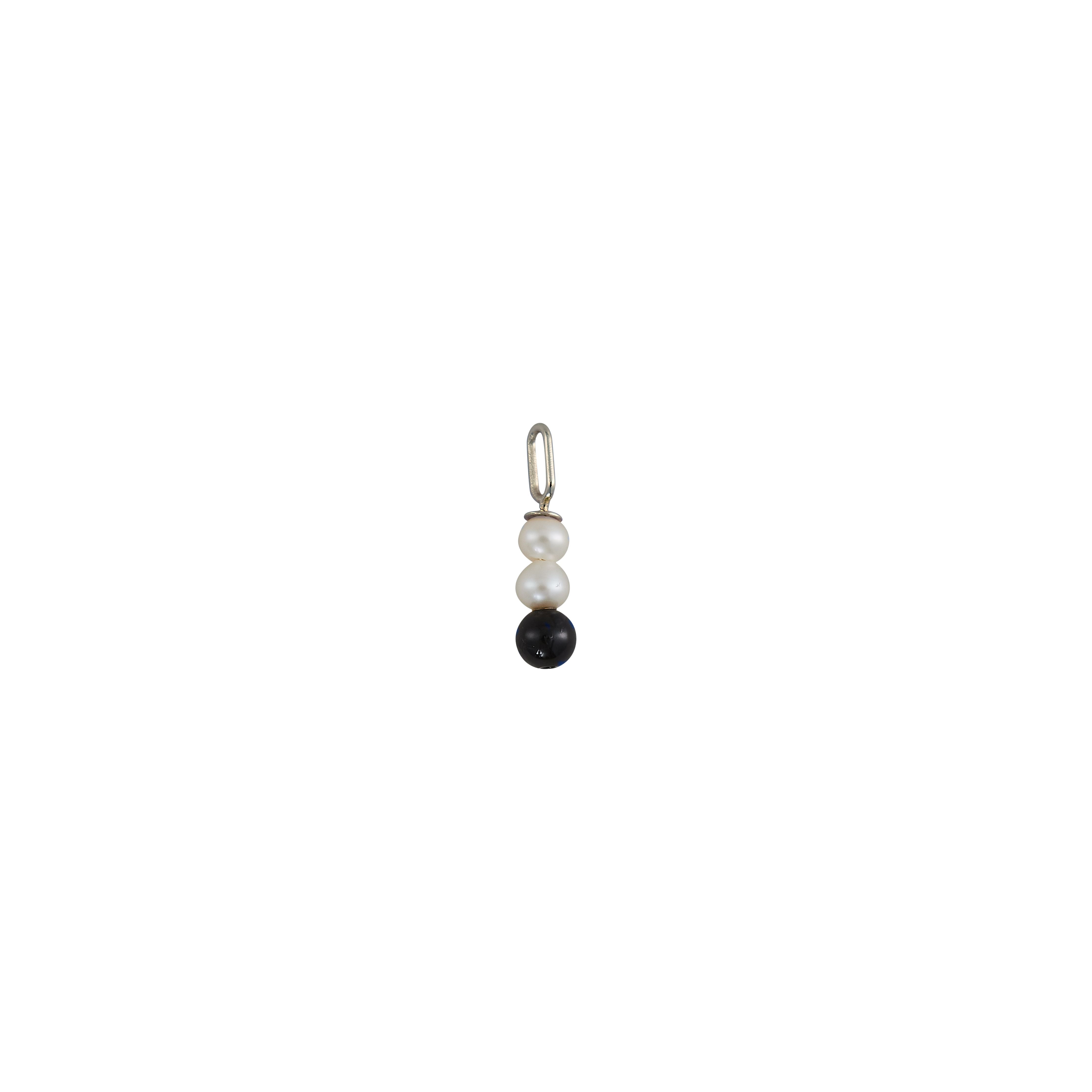 [product_category]-Design Letters Pearl Stick Charm 4 Mm Pendant Silver Plated, Black Agate-Design Letters-5710498190347-90301003BLACKAGATE-DES-1