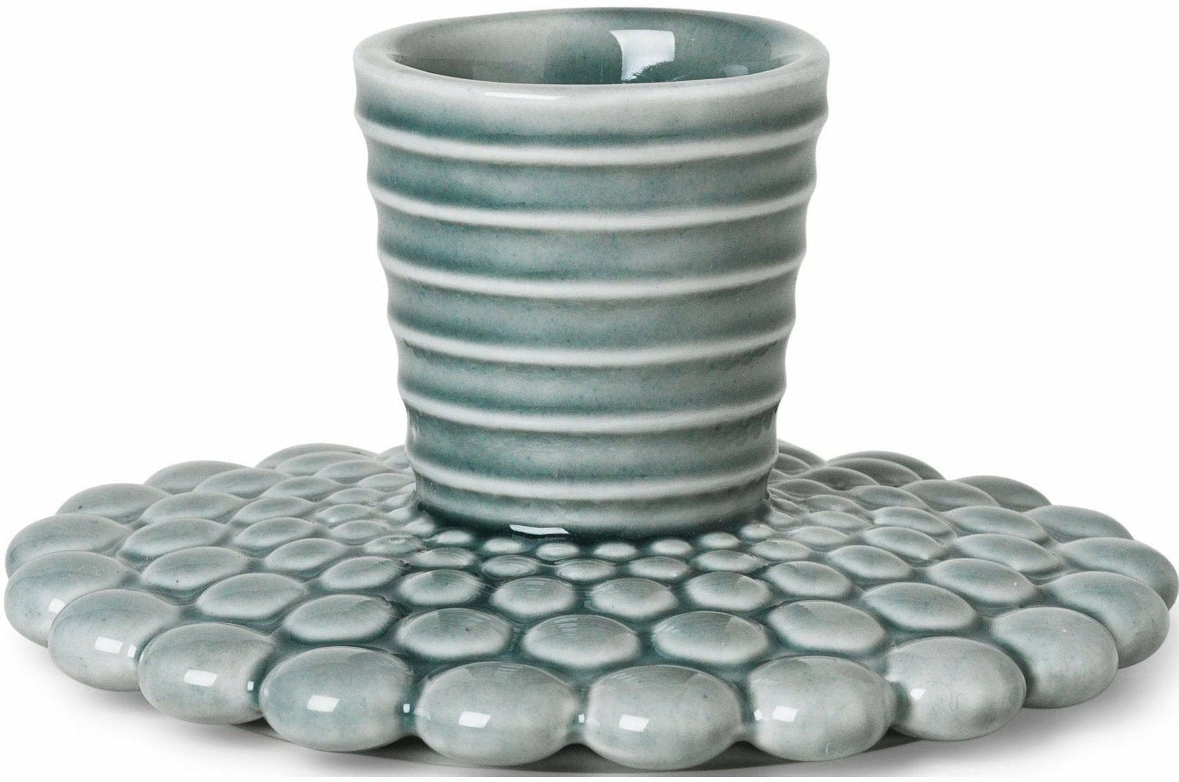 Dottir Pipanella Bubble Lines Candle Holder Blue/Grey, 8,5 cm