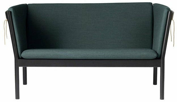 FDB Møbler J148 2 -osobowa sofa, czarny dąb, ciemnozielona tkanina