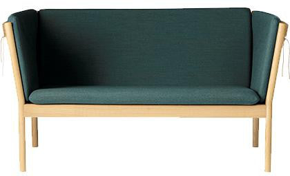 Fdb Møbler J148 2 Person Sofa, Oak, Dark Green Fabric