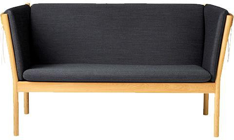 FDB Møbler J148 2 -osobowa sofa, dąb, ciemnoszary tkanina