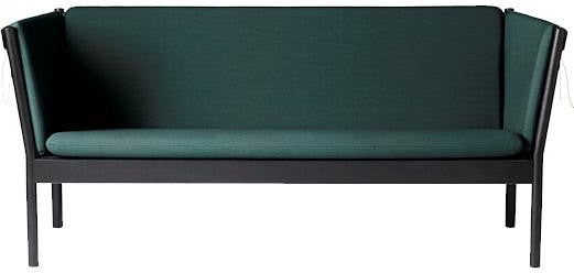 Fdb Møbler J149 3 Person Sofa, Black Oak, Dark Green Fabric