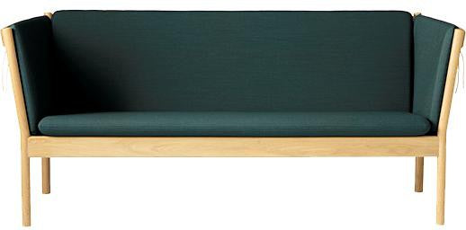 Fdb Møbler J149 3 Person Sofa, Oak, Dark Green Fabric