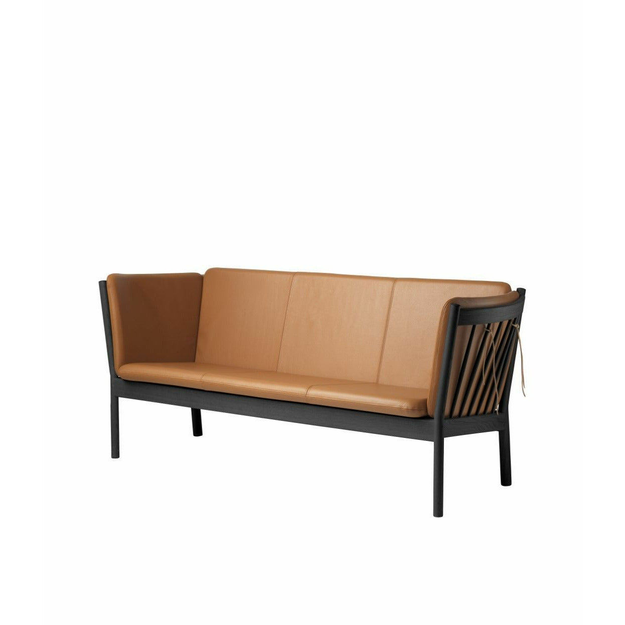 FDB Møbler J149 Three -Seater Sofa, czarny/koniak