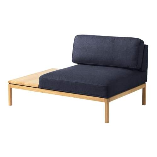 Fdb Møbler L37 Left Corner Module With Table Blue/Natural, 130x90cm