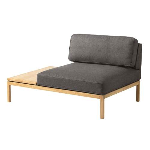 Fdb Møbler L37 Left Corner Module With Table Grey/Natural, 130x90cm