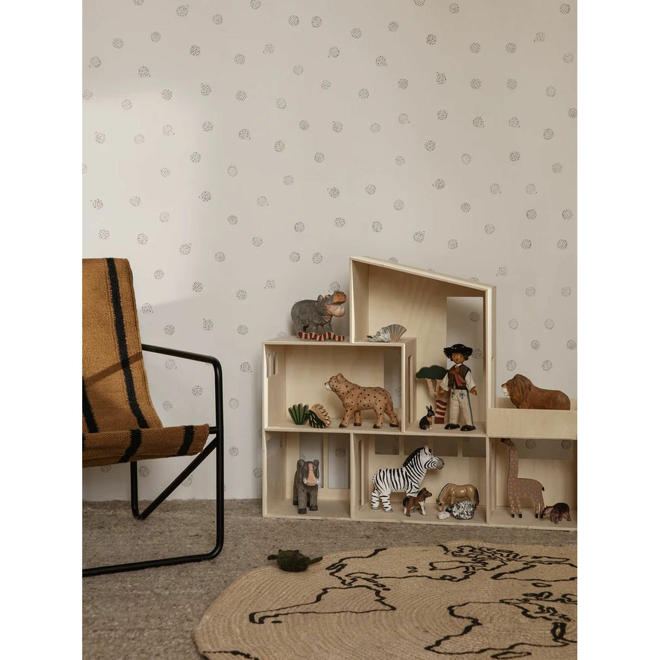 Ferm Living Jute dywan mały, świat