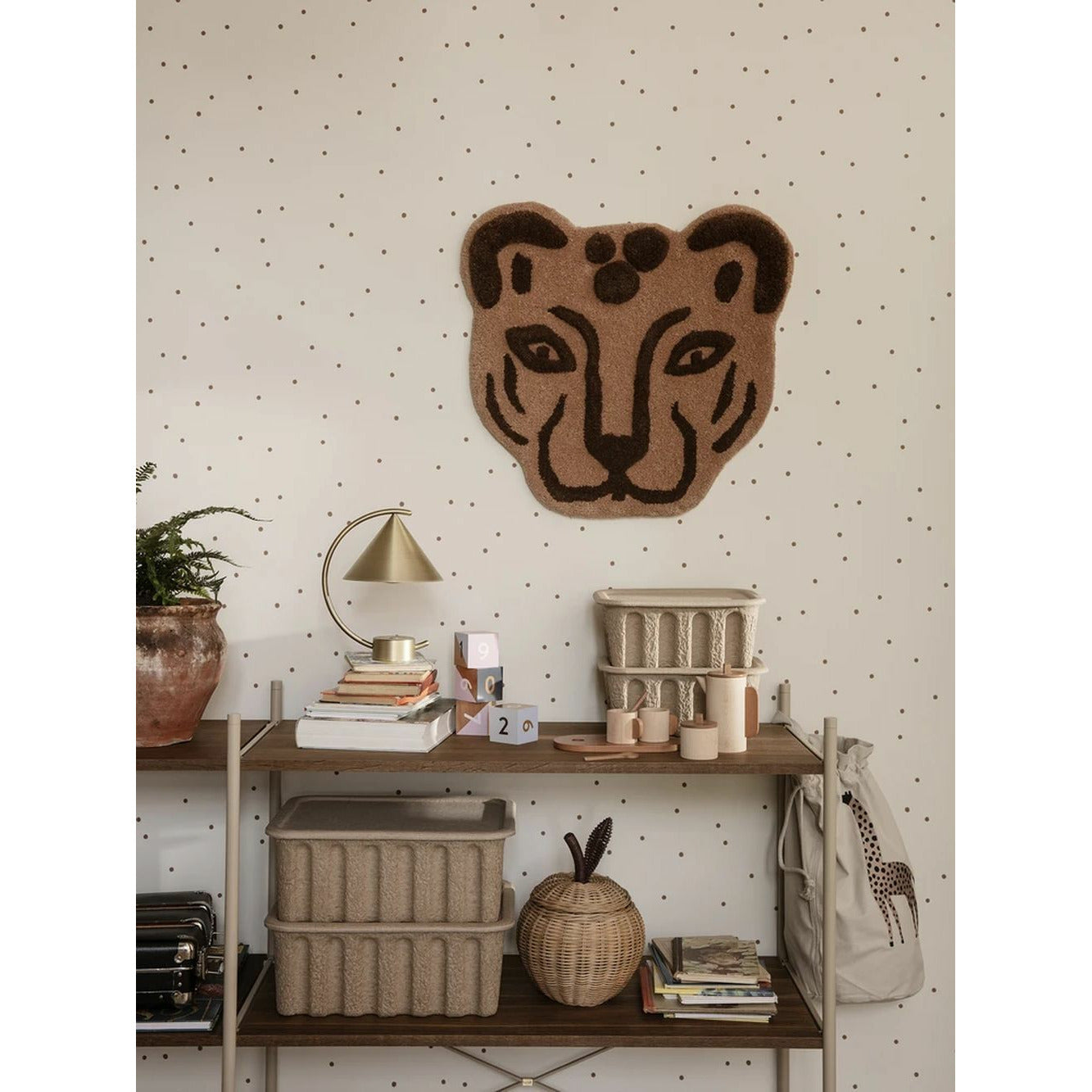 Ferm Living Tufted Leopard Head, Brown