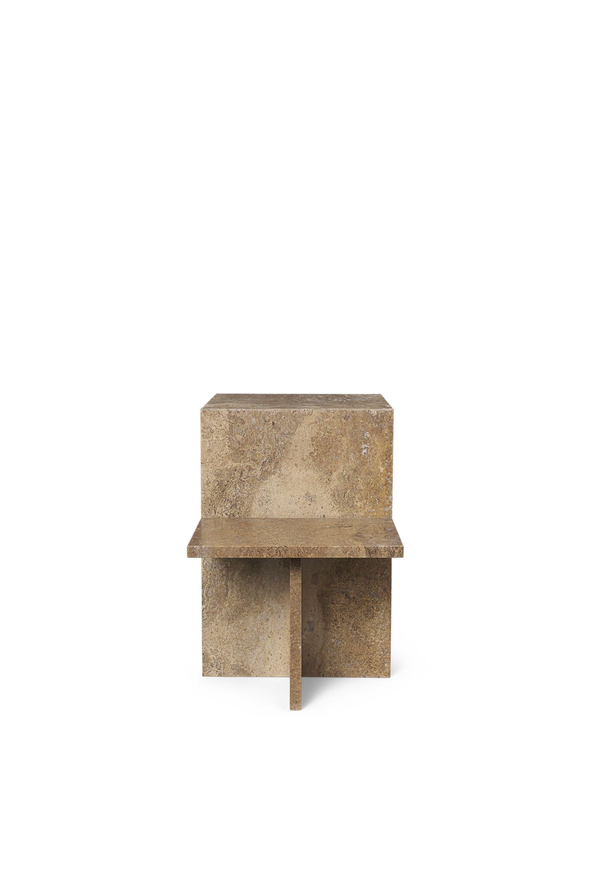 Ferm Living Distinct Side Table, Dark Brown Travertine