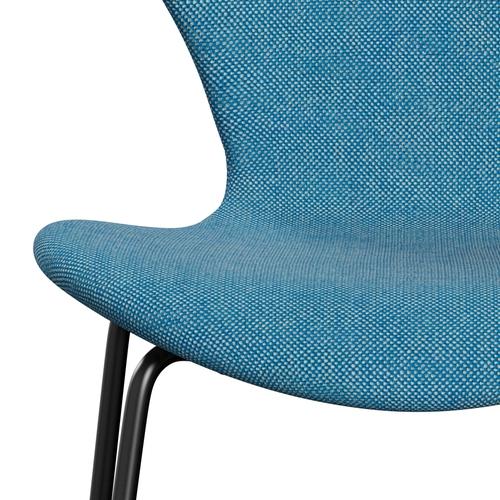 [product_category]-Fritz Hansen 3107 Chair Full Upholstery, Black/Hallingdal White/Turquoise-Fritz Hansen-3107FU-HAL840-DRBL-FRI-6