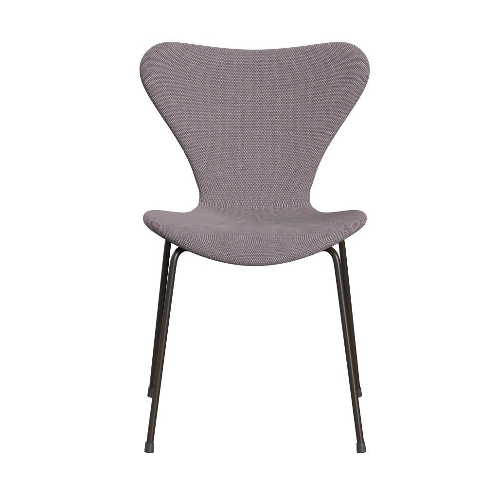 Fritz Hansen 3107 krzesło pełne tapicerka, brązowy brąz/stalcut trio biały/fiolet