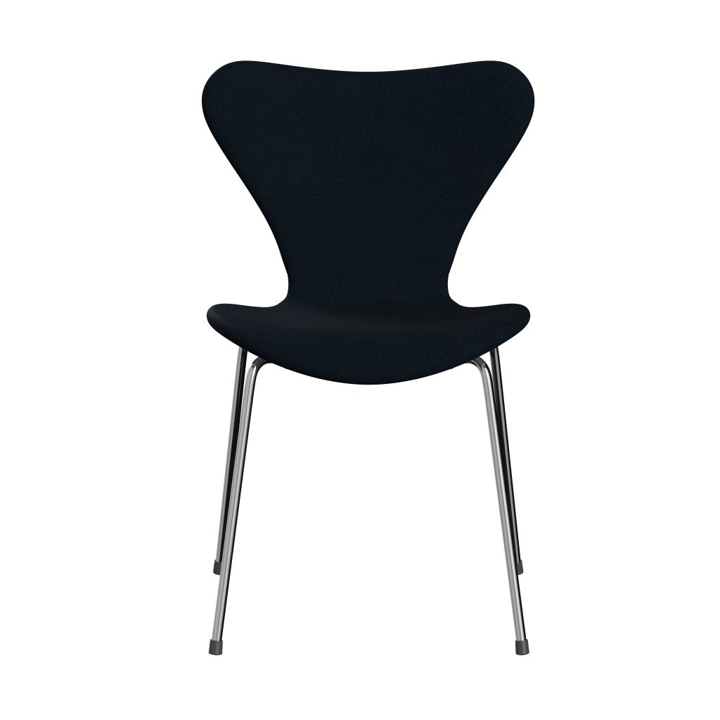 Fritz Hansen 3107 Krzesło pełna tapicerka, Chrome/Divina Dark Blue