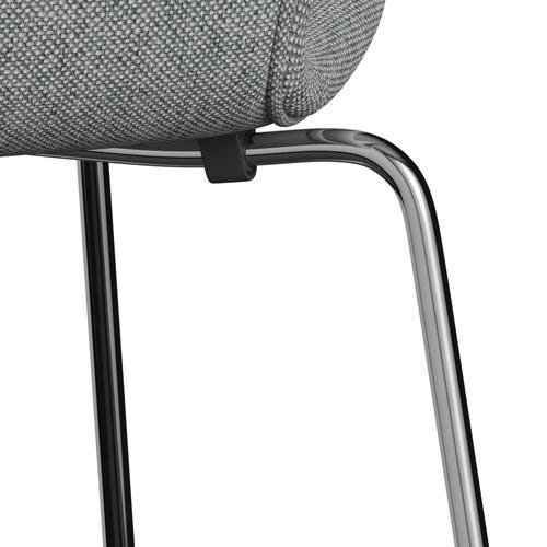 [product_category]-Fritz Hansen 3107 Chair Full Upholstery, Chrome/Hallingdal White Grey-Fritz Hansen-3107FU-HAL116-CST-FRI-7