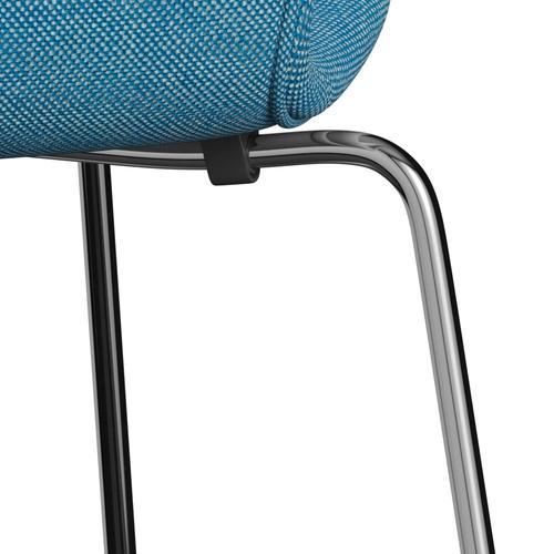 [product_category]-Fritz Hansen 3107 Chair Full Upholstery, Chrome/Hallingdal White/Turquoise-Fritz Hansen-3107FU-HAL840-CST-FRI-7