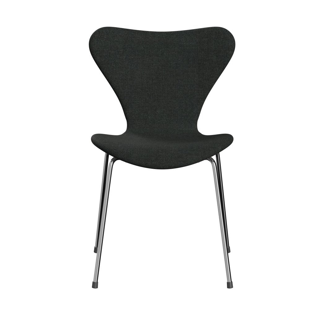 Fritz Hansen 3107 Krzesło pełna tapicerka, Chrome/Re Wool Black/Natural