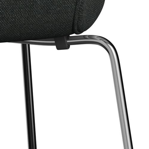 [product_category]-Fritz Hansen 3107 Chair Full Upholstery, Chrome/Re Wool Black/Natural-Fritz Hansen-3107FU-REW198-CST-FRI-7