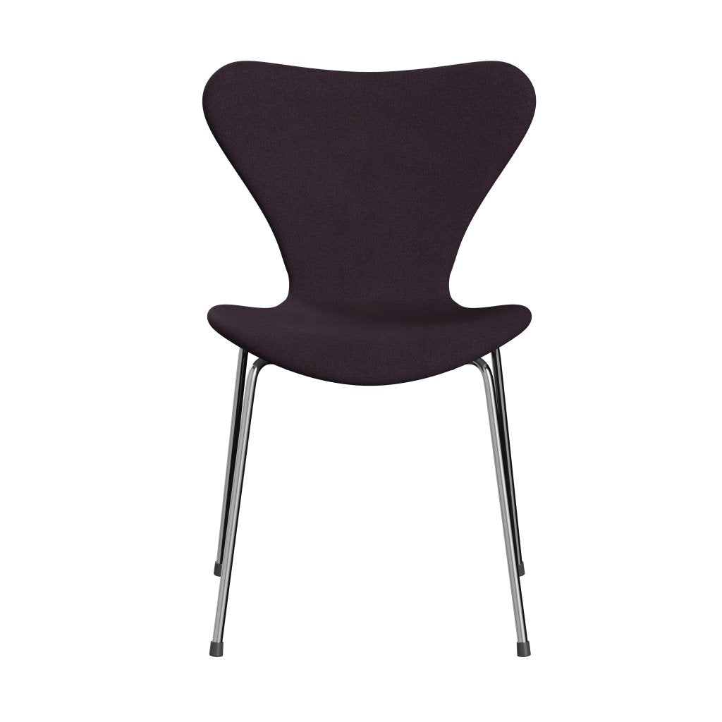 Fritz Hansen 3107 Krzesło pełna tapicerka, bakłażon chromu/tonus