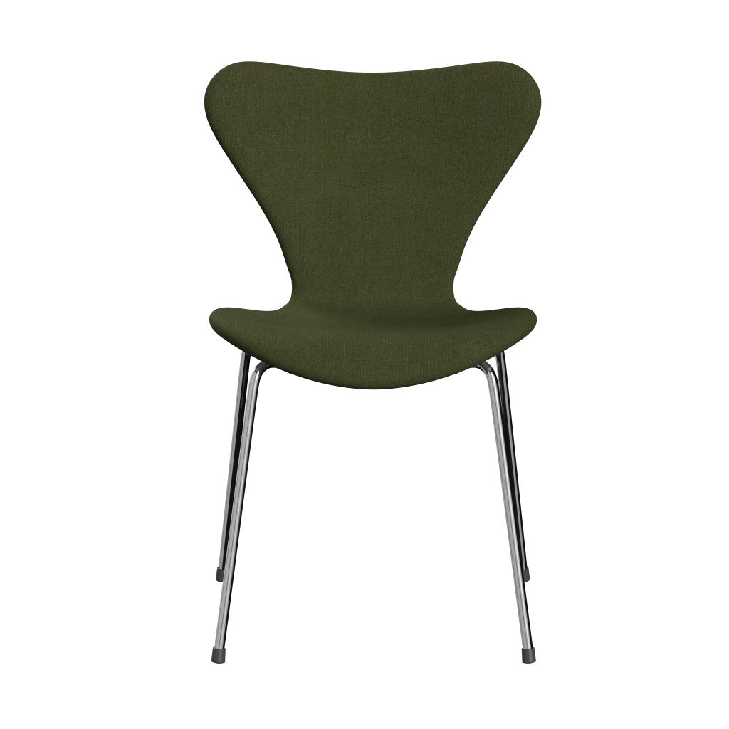 Fritz Hansen 3107 Krzesło pełna tapicerka, Chrome/Tonus Military Green