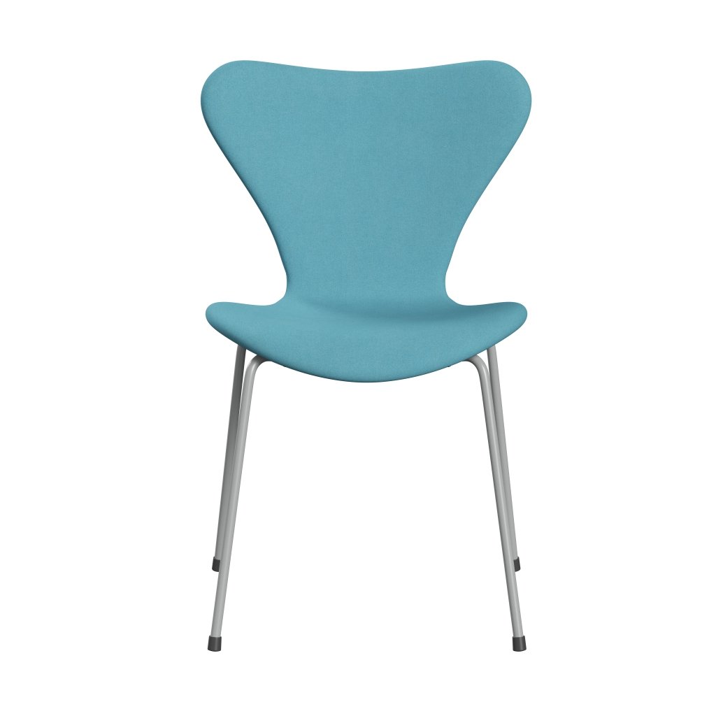 Fritz Hansen 3107 Krzesło pełna tapicerka, dziewięć szary/divina Turquoise Light