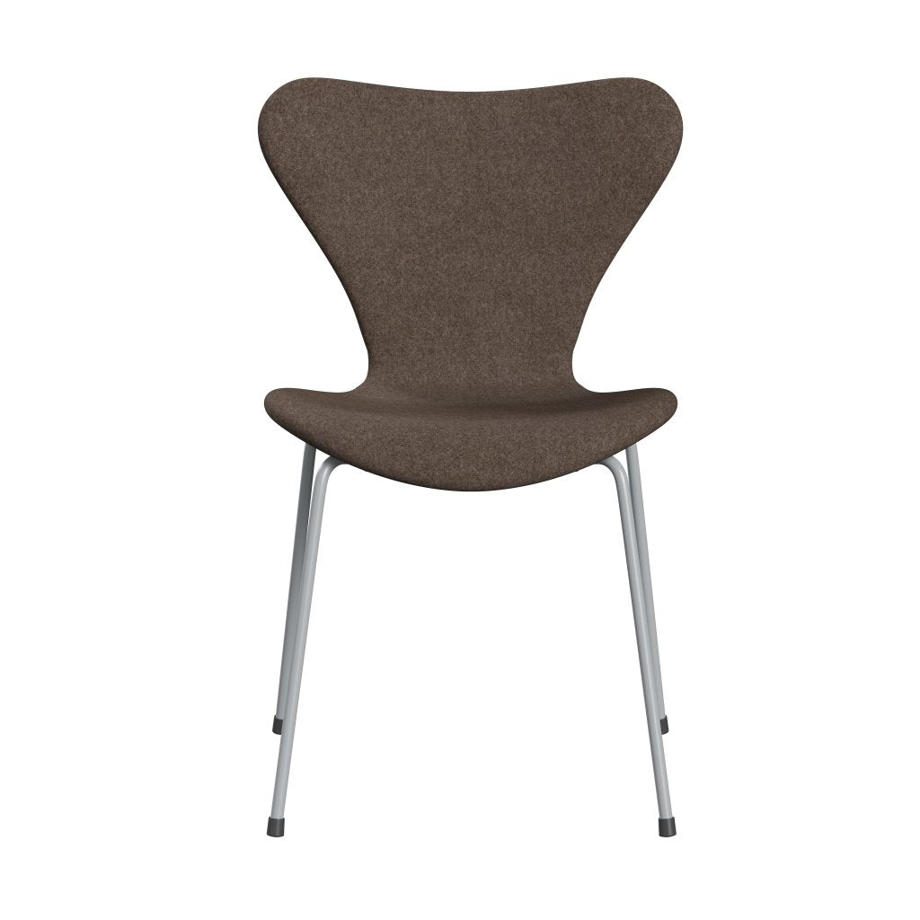 Fritz Hansen 3107 Krzesło pełna tapicerka, srebrny szary/divina Melange Dusty Brown