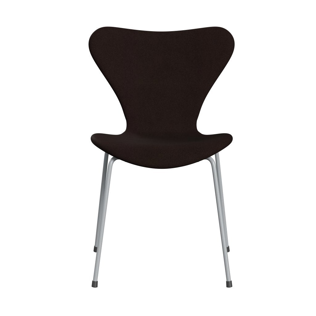 Fritz Hansen 3107 Krzesło pełna tapicerka, Srebrny Gray/Divina Warm Brown