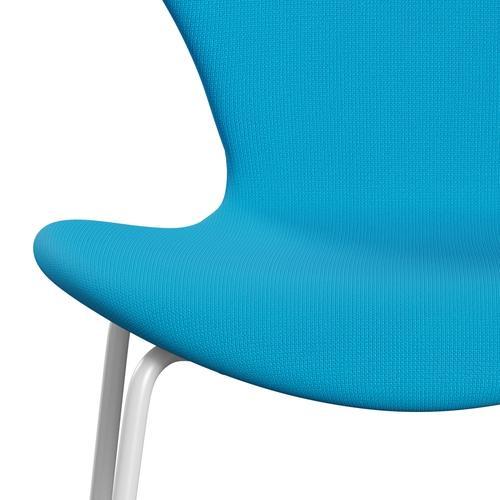 [product_category]-Fritz Hansen 3107 Chair Full Upholstery, White/Fame Warm Turquoise-Fritz Hansen-3107FU-F66133-DRWH-FRI-6