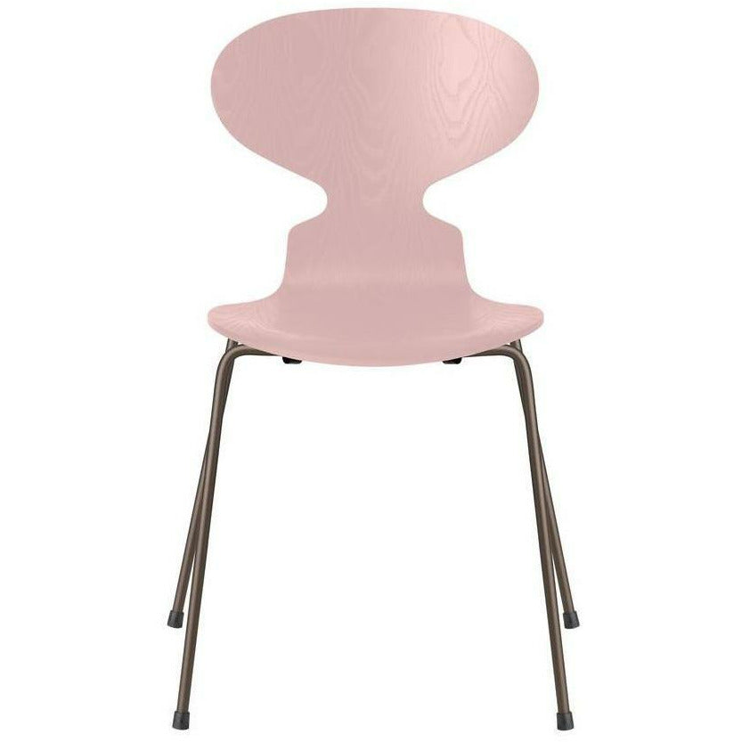 Fritz Hansen Ant Chair Dyed Ash Pale Rose Bowl, Brown Bronze Base