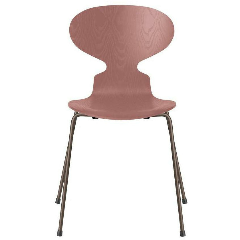 Fritz Hansen Ant Chair Dyed Ash Wild Rose Bowl, Brown Bronze Base