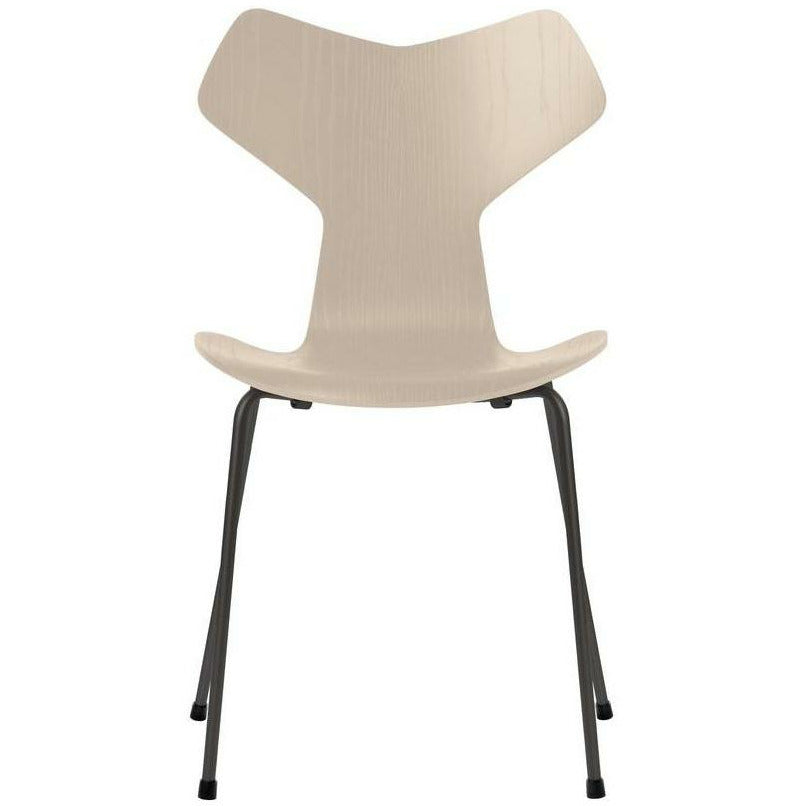 Fritz Hansen Grand Prix Chair Dyed Ash Light Beige Bowl, Warm Graphite Base