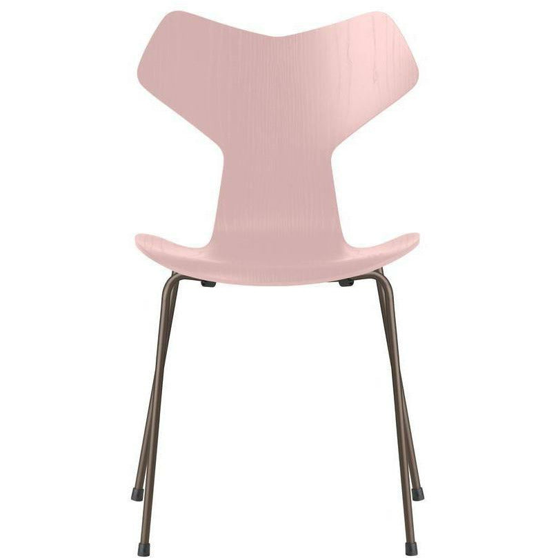 Fritz Hansen Grand Prix Chair Dyed Ash Pale Rose Bowl, Brown Bronze Base